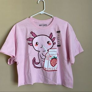 Pink Axolotl Strawberry Milk Crop Top